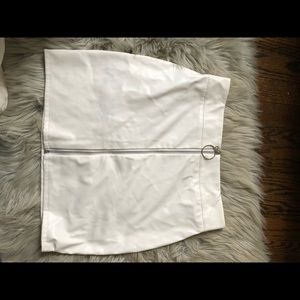 White faux leather mini skirt